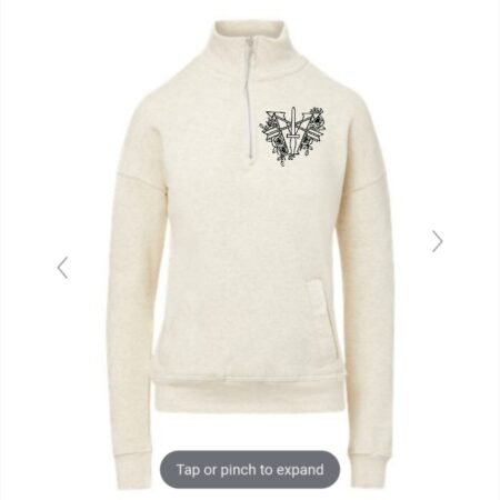 Black Devil Ladies 1/4 ZIp_Group 'V' Floral Embroidered